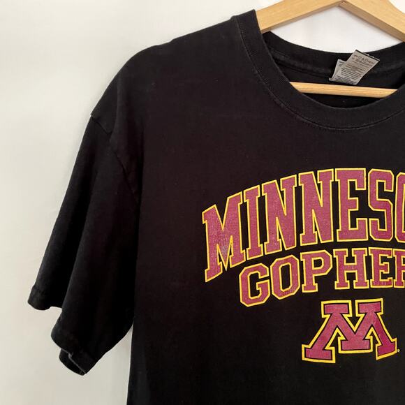 University of Minnesota Gophers black short sleeved shirt men's L top cotton - Picture 2 of 7